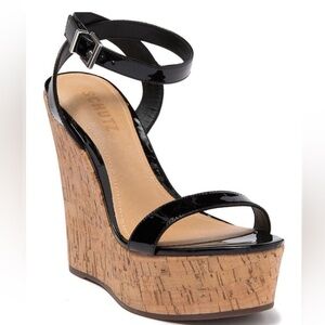 SCHUTZ Black Patent Leather Wedges